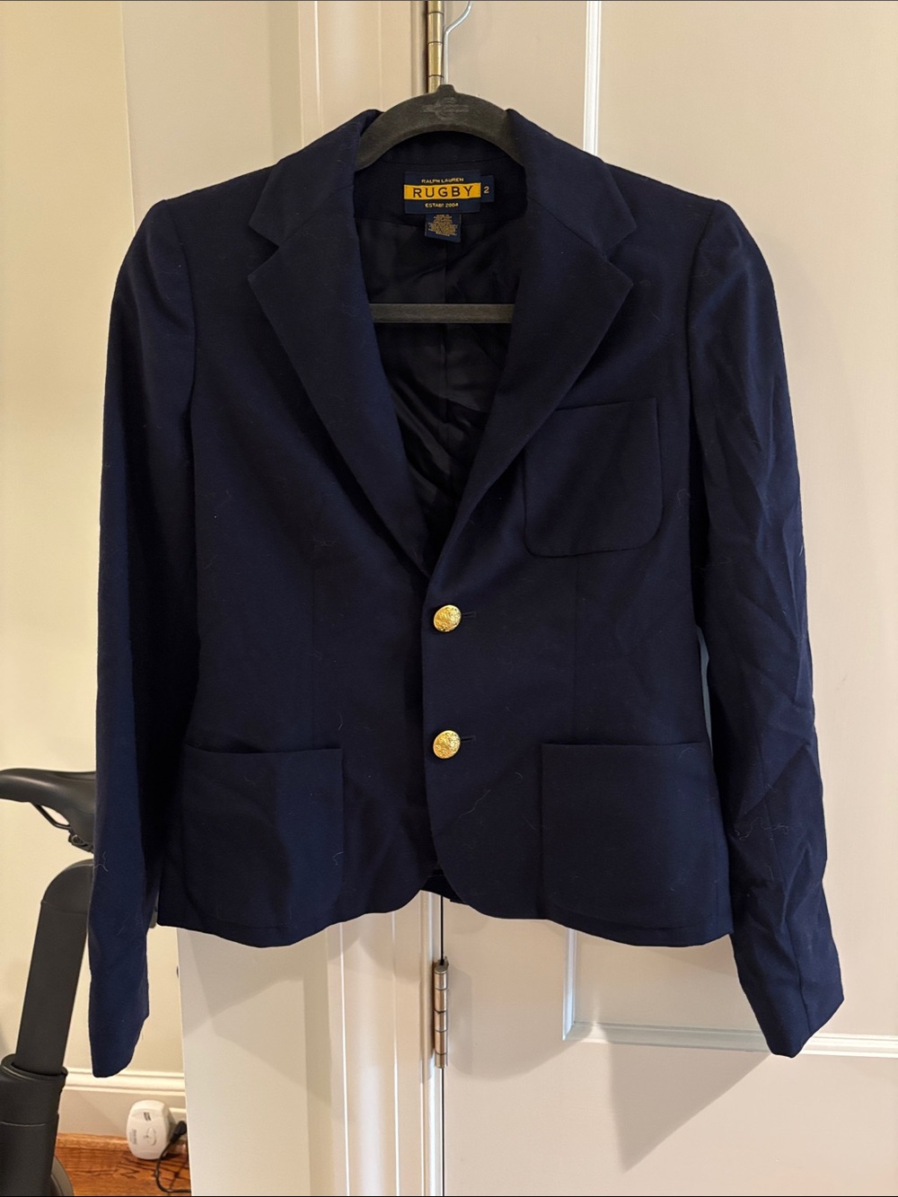 Ralph Lauren Rugby Navy Wool Blazer with Gold Buttons